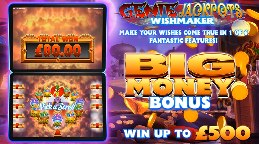 Genie Jackpots Wishmaker slot big win